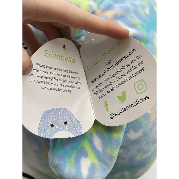 Squishmallows Kelly Toys Elizabella 14 inch Blue Plush Stuffed Toy NEW Rabbit - Picture 7 of 13